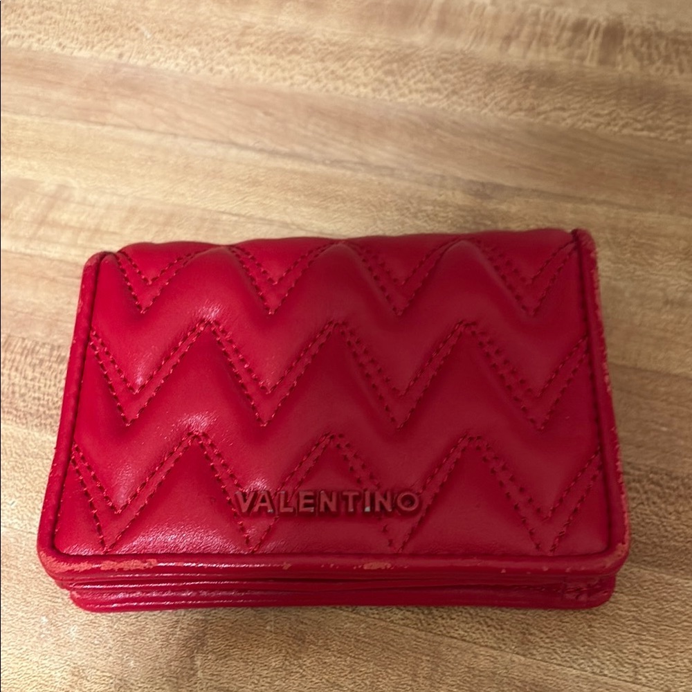 Valentino Red Quilted Leather Wallet